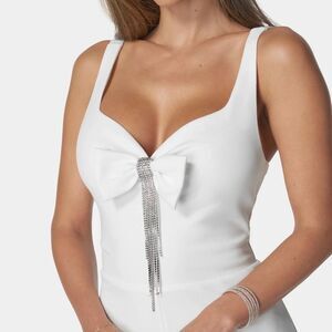 Bebe White Jumpsuit with Elegant Details‎